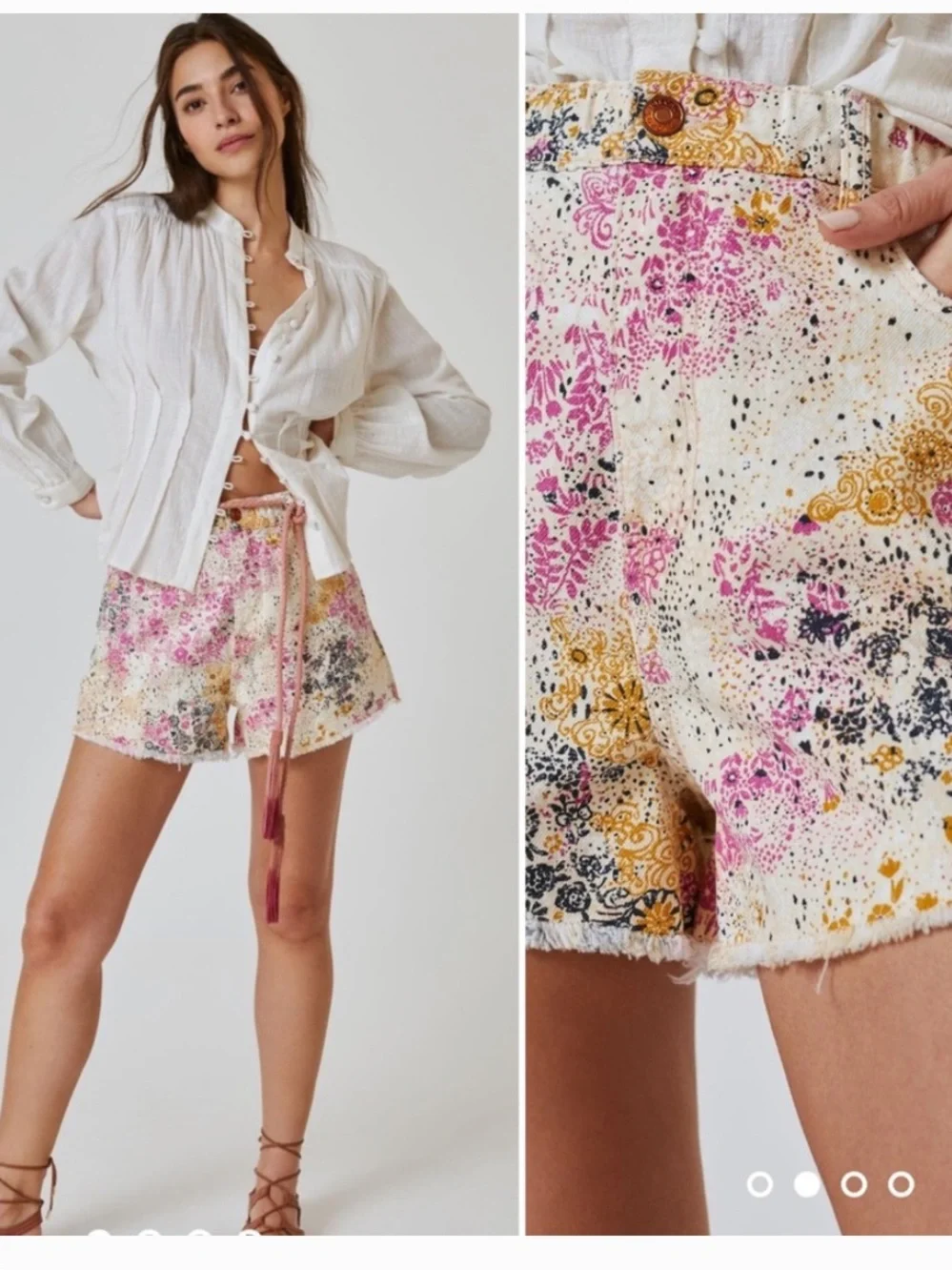 Pilcro Anthropologie Scrunchie Shorts - High-Waist 100% Cotton Floral Jean Short - Picture 11 of 12